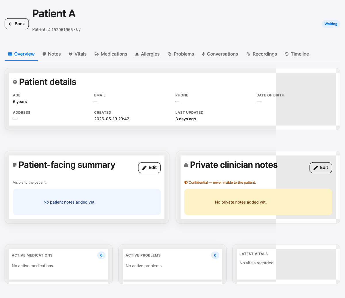 Patient record — 9 EHR tabs alongside structured neurophysiology